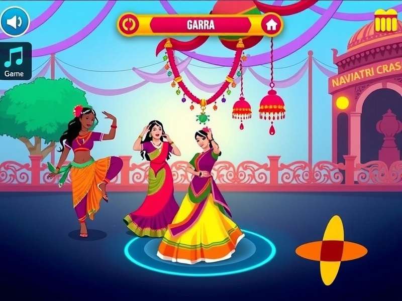 Navratri Shimmer Cultural Elements showcasing traditional costumes, decorations, and dance poses